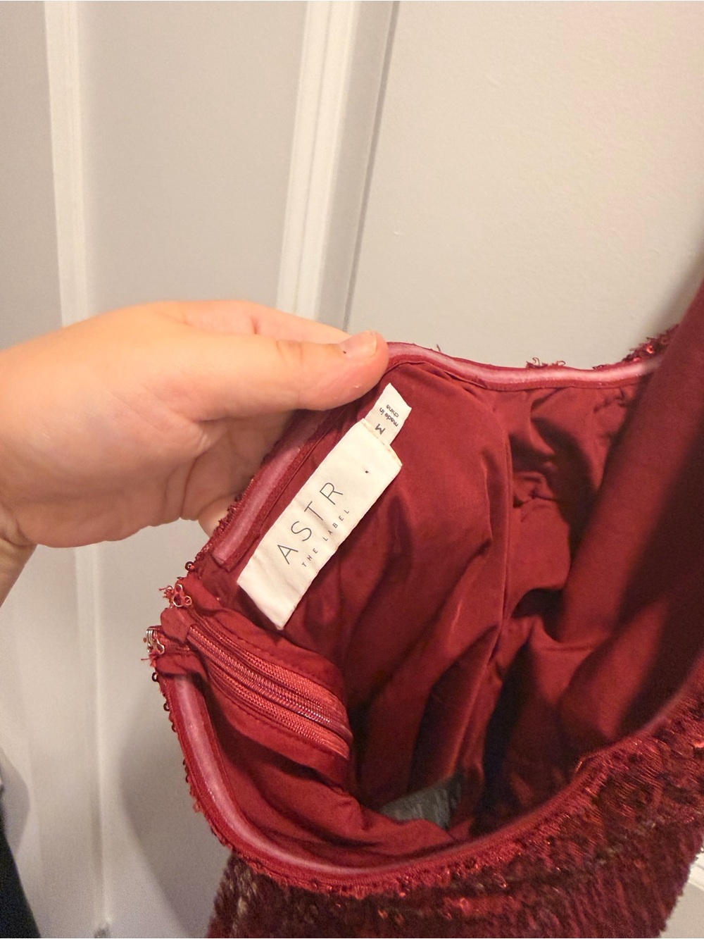 ASTR Red Sequin Open Back Halter Top - Picture 2 of 4
